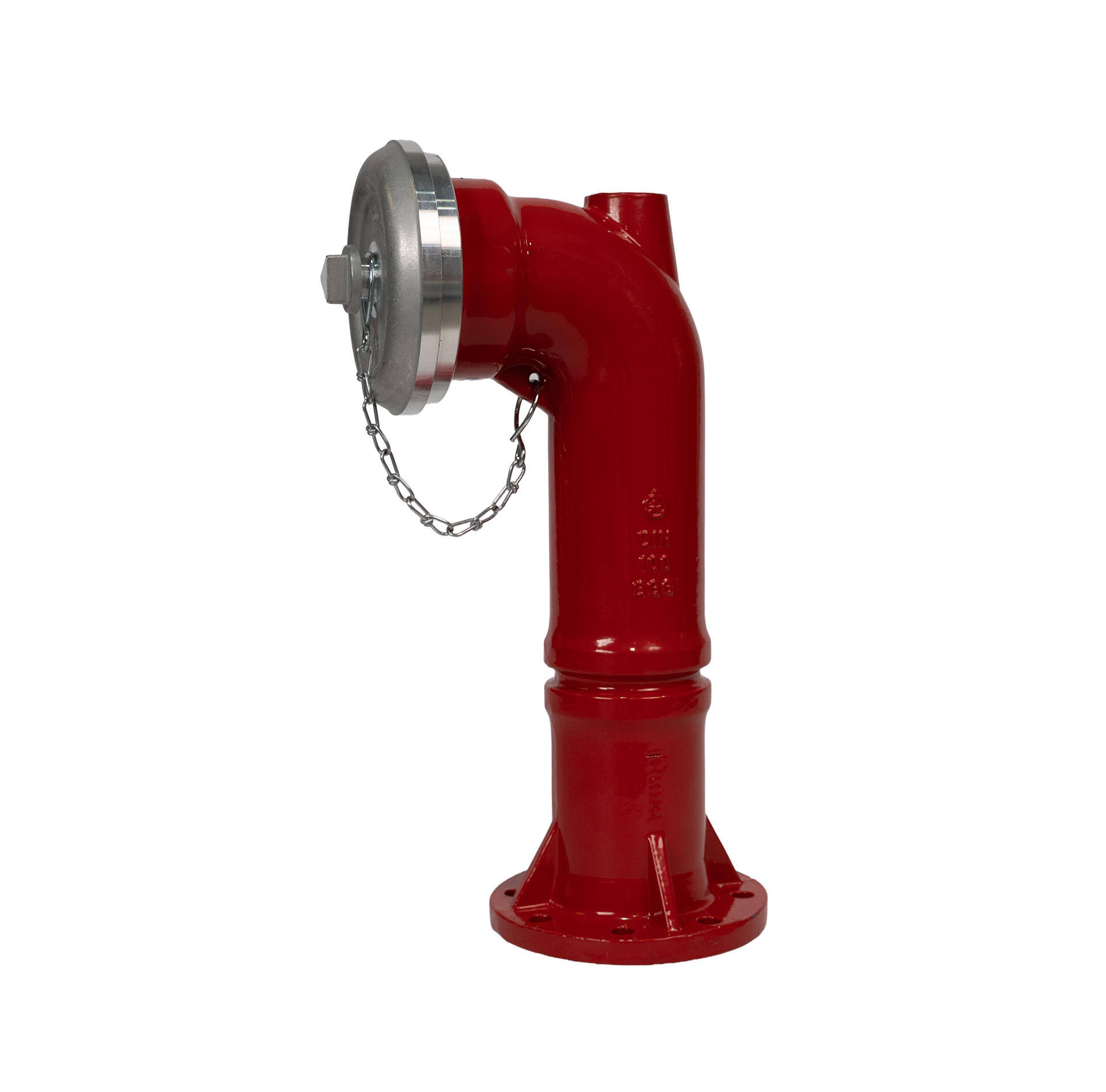 Löschwassersauganschluss, rot lackiert, mit Storz-A-Kupplung und Bogen